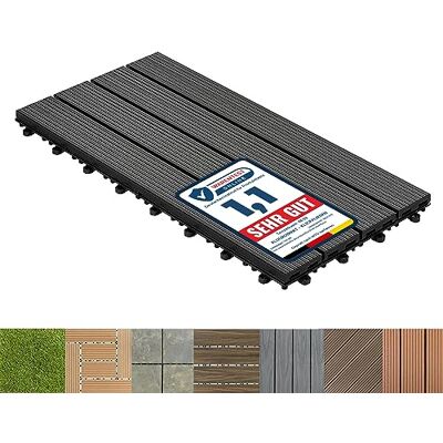 Floordirekt Baldosas de Patio WPC 60x30cm 1 pieza = 0,18m² para terrazas, balcones suelo exterior con aspecto de madera, Clic Azulejos con función de drenaje Antracita Royal Floordirekt Baldosas de Patio WPC 60x30cm 1 pieza = 0,18m² para terrazas, balcones suelo exterior con aspecto de madera, Clic Azulejos con función de drenaje Antracita Royal