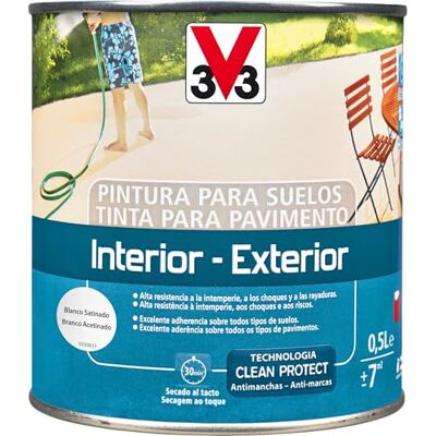 V33 PINTURA SUELOS INTERIOR EXTERIOR BLANCO SATINADO 0,5L V33 PINTURA SUELOS INTERIOR EXTERIOR BLANCO SATINADO 0,5L