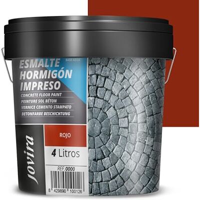 JOVIRA PINTURAS Resina-Esmalte Hormigón Impreso. Resina renovadora para pavimentos de hormigón. (4 Litros, Rojo) D-30 JOVIRA PINTURAS Resina-Esmalte Hormigón Impreso. Resina renovadora para pavimentos de hormigón. (4 Litros, Rojo) D-30