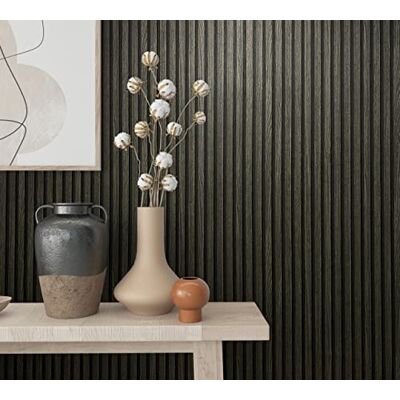 marburg Papel pintado efecto 3D, aspecto de madera, paneles acústicos negros, papel pintado no tejido, para salón, dormitorio, 10,05 x 0,53 m, fabricado en Alemania marburg Papel pintado efecto 3D, aspecto de madera, paneles acústicos negros, papel pintado no tejido, para salón, dormitorio, 10,05 x 0,53 m, fabricado en Alemania