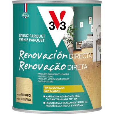V33 BARNIZ RENOVADOR PARQUET & LAMINADOS SATINADO INCOLORO 0,75L V33 BARNIZ RENOVADOR PARQUET & LAMINADOS SATINADO INCOLORO 0,75L