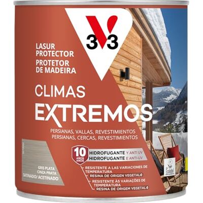 V33 LASUR PROTECTOR DE LA MADERA CLIMAS EXTREMOS SATINADO GRIS PLATA 750ML V33 LASUR PROTECTOR DE LA MADERA CLIMAS EXTREMOS SATINADO GRIS PLATA 750ML
