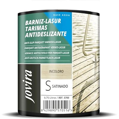 JOVIRA PINTURAS BARNIZ-LASUR Protector Antideslizante Tarimas al Agua. Protege, decora y embellece tarimas de piscinas y jardines. (750 Mililitros, Incoloro) G-23 JOVIRA PINTURAS BARNIZ-LASUR Protector Antideslizante Tarimas al Agua. Protege, decora y embellece tarimas de piscinas y jardines. (750 Mililitros, Incoloro) G-23