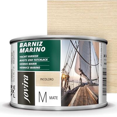 JOVIRA PINTURAS Barniz Marino. Para madera exterior-interior, incoloro-transparente. Especial resistencia en ambientes marinos. (375 Mililitros, Mate) K-54 JOVIRA PINTURAS Barniz Marino. Para madera exterior-interior, incoloro-transparente. Especial resistencia en ambientes marinos. (375 Mililitros, Mate) K-54