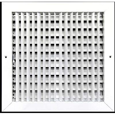 HVAC Premium Difusor de suministro de aire ajustable de 12 x 12 pulgadas, cubierta de ventilación de HVAC para pared lateral o techo, rejilla de rejilla de alto flujo de aire, color blanco [dimensiones exteriores: HVAC Premium Difusor de suministro de aire ajustable de 12 x 12 pulgadas, cubierta de ventilación de HVAC para pared lateral o techo, rejilla de rejilla de alto flujo de aire, color blanco [dimensiones exteriores: