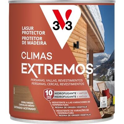 V33 LASUR PROTECTOR DE LA MADERA CLIMAS EXTREMOS SATINADO ROBLE MEDIO 750ML V33 LASUR PROTECTOR DE LA MADERA CLIMAS EXTREMOS SATINADO ROBLE MEDIO 750ML