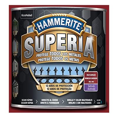 Hammerite - Superia Esmalte antioxidante al agua Satinado Rojo carruajes 2,5 l - Rojo carruajes - 2,5 L - Paint Hammerite - Superia Esmalte antioxidante al agua Satinado Rojo carruajes 2,5 l - Rojo carruajes - 2,5 L - Paint
