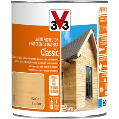 V33 Protector Decorativo De La Madera Classic Satinado Incoloro 0,75L V33 Protector Decorativo De La Madera Classic Satinado Incoloro 0,75L