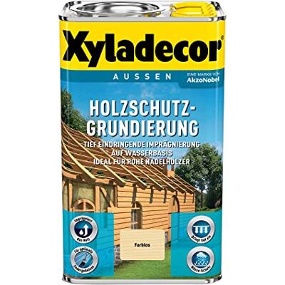 Xyladecor Imprimación de protección de madera a base de agua, sin disolventes, impregnación incolora especial para maderas blandas, incolora, 5 l Xyladecor Imprimación de protección de madera a base de agua, sin disolventes, impregnación incolora especial para maderas blandas, incolora, 5 l