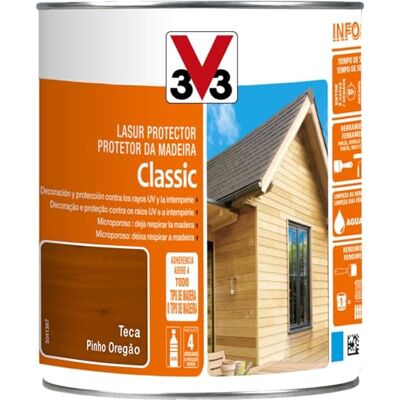 V33 Protector Decorativo De La Madera Classic Satinado Teca 5L V33 Protector Decorativo De La Madera Classic Satinado Teca 5L
