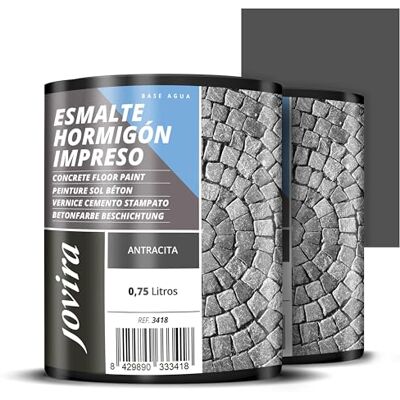 JOVIRA PINTURAS Resina-Esmalte Hormigón Impreso. Resina renovadora para pavimentos de hormigón. (2x750 Mililitros, Antracita) D-24-2 JOVIRA PINTURAS Resina-Esmalte Hormigón Impreso. Resina renovadora para pavimentos de hormigón. (2x750 Mililitros, Antracita) D-24-2