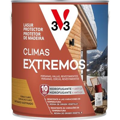 V33 LASUR PROTECTOR DE LA MADERA CLIMAS EXTREMOS SATINADO ROBLE CLARO 2,5L V33 LASUR PROTECTOR DE LA MADERA CLIMAS EXTREMOS SATINADO ROBLE CLARO 2,5L