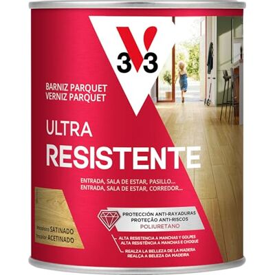 V33 Barniz Parquet Ultra Resistente Satinado Incoloro 0,75L V33 Barniz Parquet Ultra Resistente Satinado Incoloro 0,75L