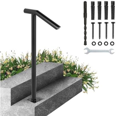 VEVOR Happybuy Pasamanos Escalera 45.7 cm Barandilla Escalera 45.7 cm Pasamanos para Escaleras Pasamanos de Pared Montaje en Pared Hierro Forjado Color Negro 2 Pasos VEVOR Happybuy Pasamanos Escalera 45.7 cm Barandilla Escalera 45.7 cm Pasamanos para Escaleras Pasamanos de Pared Montaje en Pared Hierro Forjado Color Negro 2 Pasos