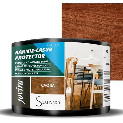JOVIRA PINTURAS BARNIZ-LASUR Protector Satinado al Agua. Protege, decora y embellece todo tipo de madera. (375 Mililitros, Caoba) E-5 JOVIRA PINTURAS BARNIZ-LASUR Protector Satinado al Agua. Protege, decora y embellece todo tipo de madera. (375 Mililitros, Caoba) E-5