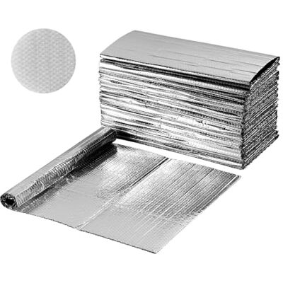VEVOR Lámina Aislante Reflectante, Barrera Radiante de Aluminio de Doble Cara, 1,22 x 0,61 m x 6 mm, con Burbujas de Aire de Doble Capa, para Puertas de Garaje, Techos de Autocaravanas, 16 uds VEVOR Lámina Aislante Reflectante, Barrera Radiante de Aluminio de Doble Cara, 1,22 x 0,61 m x 6 mm, con Burbujas de Aire de Doble Capa, para Puertas de Garaje, Techos de Autocaravanas, 16 uds