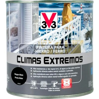 V33 PINTURA HIERRO CLIMAS EXTREMOS MATE NEGRO 0,5L V33 PINTURA HIERRO CLIMAS EXTREMOS MATE NEGRO 0,5L
