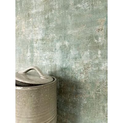Newroom papel pintado verde efecto yeso metalizado salón Newroom papel pintado verde efecto yeso metalizado salón