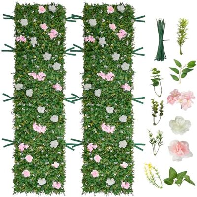 VEVOR Jardín Vertical Artificial 61 x 243,8 cm, Panel Decorativo de Pared 2 Unidades, Hojas Verdes y Flores Rosadas y Blancas, Planta de Decoración para Bodas Fiestas Exterior Interior Terraza Hogar VEVOR Jardín Vertical Artificial 61 x 243,8 cm, Panel Decorativo de Pared 2 Unidades, Hojas Verdes y Flores Rosadas y Blancas, Planta de Decoración para Bodas Fiestas Exterior Interior Terraza Hogar