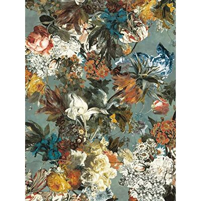 Rasch WTD Papel pintado fotográfico sobre fieltro con flores en verde, 3 x 2,25 m, diseño vintage Rasch WTD Papel pintado fotográfico sobre fieltro con flores en verde, 3 x 2,25 m, diseño vintage