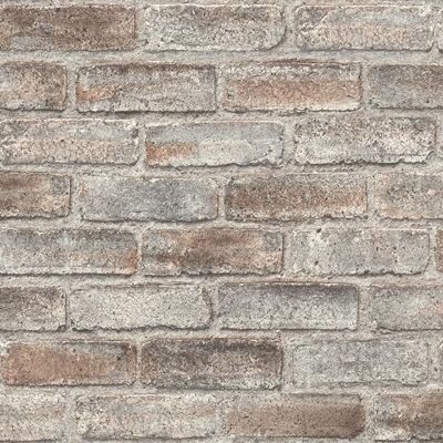 Rasch Papel pintado con aspecto de ladrillo, color gris y marrón, de la colección Symphony, 10,05 m x 0,53 m (largo x ancho) Rasch Papel pintado con aspecto de ladrillo, color gris y marrón, de la colección Symphony, 10,05 m x 0,53 m (largo x ancho)