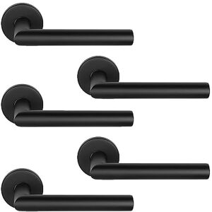 Jdel Pack de 5 Juegos de Manillas de Roseta Negra L Recto para Puertas Interiores Jdel Pack de 5 Juegos de Manillas de Roseta Negra L Recto para Puertas Interiores