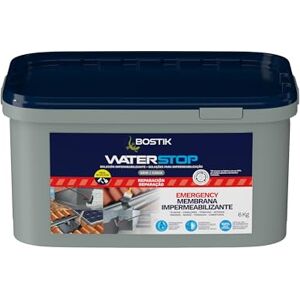 Bostik Waterstop Impermeabilizante de Reparación Gris Estanqueidad Inmediata, Superficies Húmedas o Secas, sin Imprimación, Multimaterial, Fácil de Aplicar, Interior y Exterior, Bote 6 kg Bostik Waterstop Impermeabilizante de Reparación Gris Estanqueidad Inmediata, Superficies Húmedas o Secas, sin Imprimación, Multimaterial, Fácil de Aplicar, Interior y Exterior, Bote 6 kg