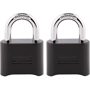Master Lock Cerradura de combinación, establece tu candado de combinación, cerradura interior y exterior, cerradura de código resistente a la intemperie, paquete de 2, , color negro Master Lock Cerradura de combinación, establece tu candado de combinación, cerradura interior y exterior, cerradura de código resistente a la intemperie, paquete de 2, , color negro