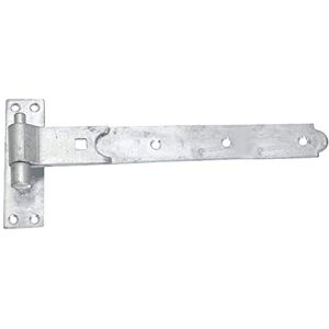 Merriway Bisagra de puerta resistente gancho y banda recta plana galvanizada, Tono plateado, 350 x 45 x 4mm Merriway Bisagra de puerta resistente gancho y banda recta plana galvanizada, Tono plateado, 350 x 45 x 4mm