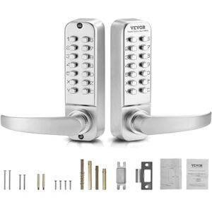 VEVOR Cerradura de Combinación Mecánica con Teclado de Doble Cara 14 Teclas, Cerradura de Puerta sin Llave con Manija, Bloqueo de Código Incorporado para el Hogar, Oficina, Cerca, Garaje, Plata VEVOR Cerradura de Combinación Mecánica con Teclado de Doble Cara 14 Teclas, Cerradura de Puerta sin Llave con Manija, Bloqueo de Código Incorporado para el Hogar, Oficina, Cerca, Garaje, Plata