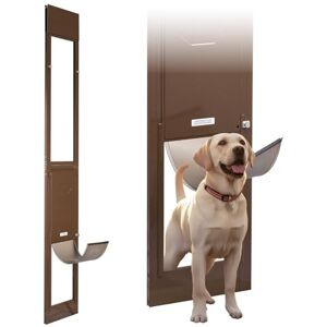 VEVOR Puerta para Perros, Puerta Corrediza de Cristal, Altura Ajustable de 1927–2040 mm, Marco de Aleación de Aluminio con Bisagras Metálicas Giratorias y Cerradura, Marrón, 2040 x 360 x 20 mm, L VEVOR Puerta para Perros, Puerta Corrediza de Cristal, Altura Ajustable de 1927–2040 mm, Marco de Aleación de Aluminio con Bisagras Metálicas Giratorias y Cerradura, Marrón, 2040 x 360 x 20 mm, L