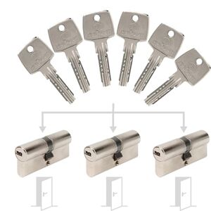 Bricard Paquete de 3 cilindros Astral entreabierto: 35+35, 35+35 y 35+35 con 6 llaves. Bricard Paquete de 3 cilindros Astral entreabierto: 35+35, 35+35 y 35+35 con 6 llaves.