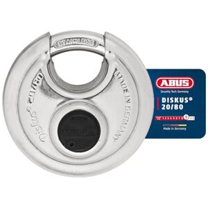 ABUS Candado Diskus® 20/80 resistente a la intemperie, ideal para el jardín con tecnología de soldadura Diskus® para un blindaje extremo nivel de seguridad 9 plateado ABUS Candado Diskus® 20/80 resistente a la intemperie, ideal para el jardín con tecnología de soldadura Diskus® para un blindaje extremo nivel de seguridad 9 plateado