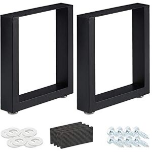 Relaxdays Patas de Mesa en Set de 2, 40 x 43 cm, de Metal, Escritorio, Mesita, Cajonera, Industrial, Negro Relaxdays Patas de Mesa en Set de 2, 40 x 43 cm, de Metal, Escritorio, Mesita, Cajonera, Industrial, Negro
