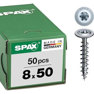 SPAX 0 Lote de tornillos T-Star plus 4 Cut para madera (rosca completa, Wirox P5J C4, 8,0 x 50 mm, 50 unidades) SPAX 0 Lote de tornillos T-Star plus 4 Cut para madera (rosca completa, Wirox P5J C4, 8,0 x 50 mm, 50 unidades)