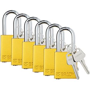 Brady SDAL-YLW-38ST-KA6 Candado de bloqueo amarillo - Equipo de bloqueo de seguridad Brady SDAL-YLW-38ST-KA6 Candado de bloqueo amarillo - Equipo de bloqueo de seguridad
