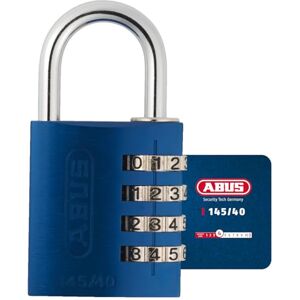 ABUS Candado de combinación 145/40 azul candado para maletas, taquillas y mucho más candado de aluminio código numérico personalizable nivel de seguridad 4 ABUS Candado de combinación 145/40 azul candado para maletas, taquillas y mucho más candado de aluminio código numérico personalizable nivel de seguridad 4