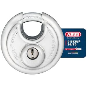 ABUS Candado Diskus® 26/70 resistente a la intemperie con cilindro reforzado contra taladrado y extracción nivel de seguridad 8 plateado ABUS Candado Diskus® 26/70 resistente a la intemperie con cilindro reforzado contra taladrado y extracción nivel de seguridad 8 plateado