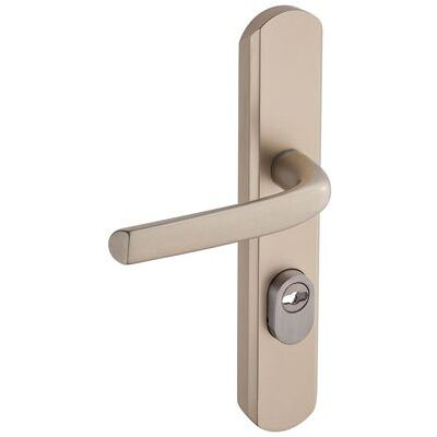 Vachette Set de manija de puerta sobre placa Sécumax Up – Versión llave I, entre ejes 195 mm – Montaje fácil – Aluminio – Protector de cilindro inoxidable ajustable de 5 mm – Champán – Garantía de 10 Vachette Set de manija de puerta sobre placa Sécumax Up – Versión llave I, entre ejes 195 mm – Montaje fácil – Aluminio – Protector de cilindro inoxidable ajustable de 5 mm – Champán – Garantía de 10