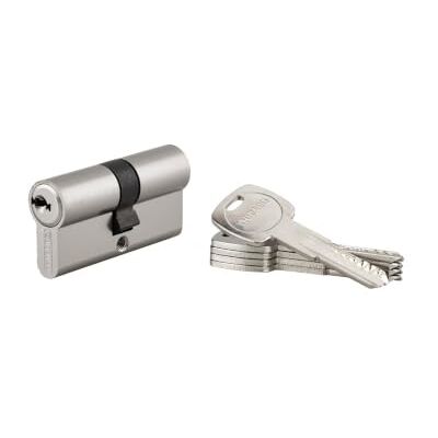 Thirard Cilindro de cerradura de doble entrada Trafic 6, 30 x 30 mm, níquel, antidesgarro, antitaladro, antiganzúa, 5 llaves, alta seguridad, función desconectable, nivel de seguridad 8, Thirard Cilindro de cerradura de doble entrada Trafic 6, 30 x 30 mm, níquel, antidesgarro, antitaladro, antiganzúa, 5 llaves, alta seguridad, función desconectable, nivel de seguridad 8,