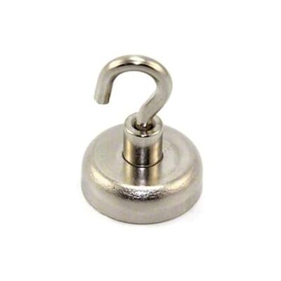 first4magnets Magnet de Sujeción de Neodimio Con Gancho M5 Para Colgar, Sostener O Mostrar Elementos 25mm de Diámetro x 36mm de Alto 20kg. first4magnets Magnet de Sujeción de Neodimio Con Gancho M5 Para Colgar, Sostener O Mostrar Elementos 25mm de Diámetro x 36mm de Alto 20kg.