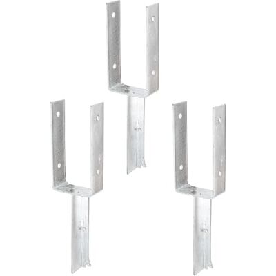 Alberts GAH- 216795 Soporte para postes en forma de U (hierro galvanizado, ancho interior de 101 mm, longitud de anclaje de hormigón de 200 mm, juego de 3 unidades) Alberts GAH- 216795 Soporte para postes en forma de U (hierro galvanizado, ancho interior de 101 mm, longitud de anclaje de hormigón de 200 mm, juego de 3 unidades)