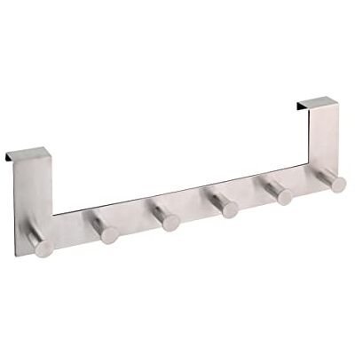 axentia Perchero de Puerta con 6 Ganchos, Percha para la Puerta sin taladrar, Gancho de Puerta para la Cocina, el baño, el salón y el Pasillo, Acero Inoxidable axentia Perchero de Puerta con 6 Ganchos, Percha para la Puerta sin taladrar, Gancho de Puerta para la Cocina, el baño, el salón y el Pasillo, Acero Inoxidable