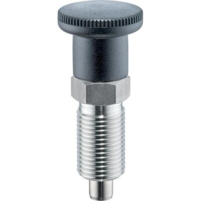 Halder Perno de bloqueo, con cintura hexagonal, acero inoxidable A4/con botón de termoplástico, d1 = 12 mm/d2 = M20 x 1,5 / l2 min.=15 mm Halder Perno de bloqueo, con cintura hexagonal, acero inoxidable A4/con botón de termoplástico, d1 = 12 mm/d2 = M20 x 1,5 / l2 min.=15 mm