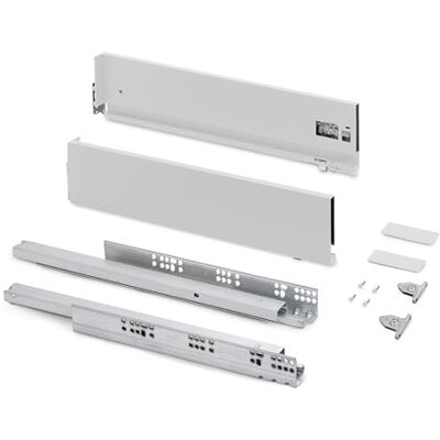 EMUCA Kit cajón para cocina o baño con regulación 3D, altura 131mm, profundidad 350mm, 40 Kg, cierre suave, tableros no incluidos, Acero, Blanco EMUCA Kit cajón para cocina o baño con regulación 3D, altura 131mm, profundidad 350mm, 40 Kg, cierre suave, tableros no incluidos, Acero, Blanco