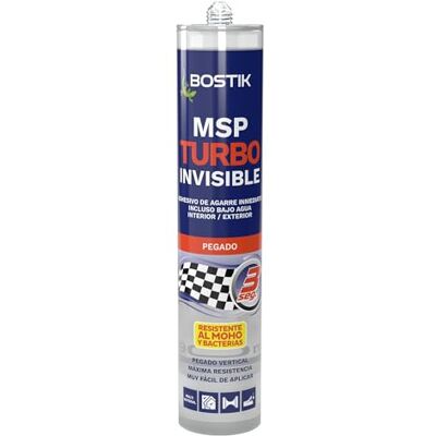 Bostik MSP Turbo Invisible, Adhesivo de Agarre Inmediato, Ideal Pegados Verticales, Resistente al Moho y a las Bacterias, Pega sobre Superficies Húmedas y bajo Agua, Alta Resistencia, Cartucho 290 ml Bostik MSP Turbo Invisible, Adhesivo de Agarre Inmediato, Ideal Pegados Verticales, Resistente al Moho y a las Bacterias, Pega sobre Superficies Húmedas y bajo Agua, Alta Resistencia, Cartucho 290 ml