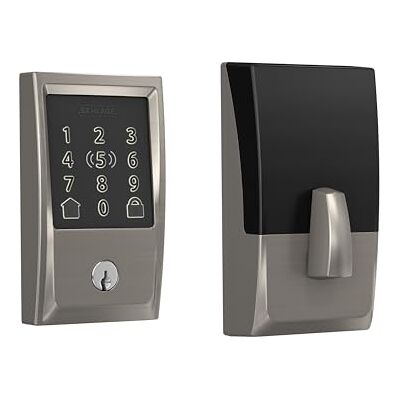 SCHLAGE BE499WB CEN 619 Encode Plus Cerradura inteligente WiFi de pestillo, cerradura de puerta sin llave con pantalla táctil y acabado Century, níquel satinado SCHLAGE BE499WB CEN 619 Encode Plus Cerradura inteligente WiFi de pestillo, cerradura de puerta sin llave con pantalla táctil y acabado Century, níquel satinado