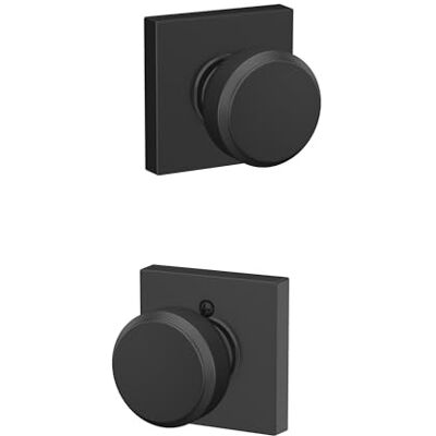 SCHLAGE Pomo Bowery con moldura Collins para puerta de pasillo y armario, negro mate SCHLAGE Pomo Bowery con moldura Collins para puerta de pasillo y armario, negro mate