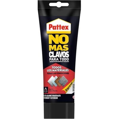Pattex No Más Clavos Para Todo HighTack, adhesivo de montaje resistente a temperaturas extremas, pegamento fuerte en superficies húmedas, adhesivo blanco, 1 tubo x 340 g Pattex No Más Clavos Para Todo HighTack, adhesivo de montaje resistente a temperaturas extremas, pegamento fuerte en superficies húmedas, adhesivo blanco, 1 tubo x 340 g