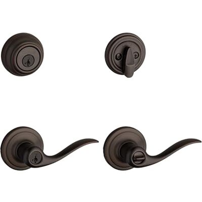 Kwikset 991 Tustin Paquete combinado de palanca de entrada y cerrojo de un solo cilindro con llave inteligente en bronce veneciano () Kwikset 991 Tustin Paquete combinado de palanca de entrada y cerrojo de un solo cilindro con llave inteligente en bronce veneciano ()